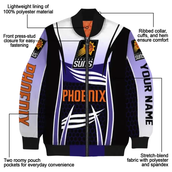 custom phoenix suns mesh effect purple black bomber jacket new arrival