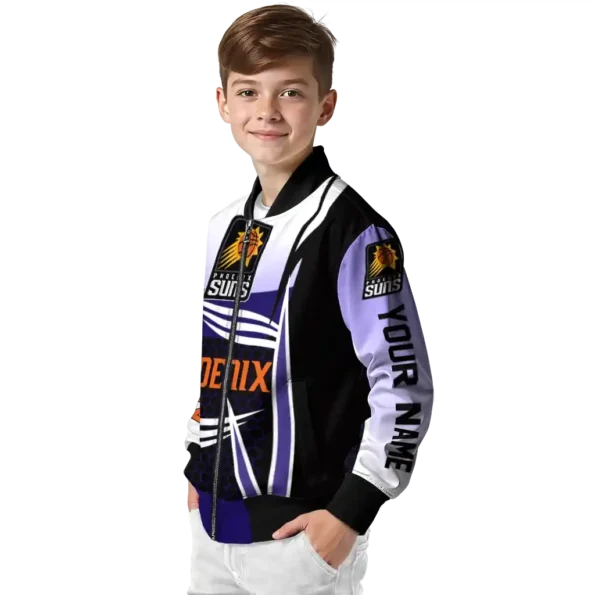 custom phoenix suns mesh effect purple black bomber jacket trendy