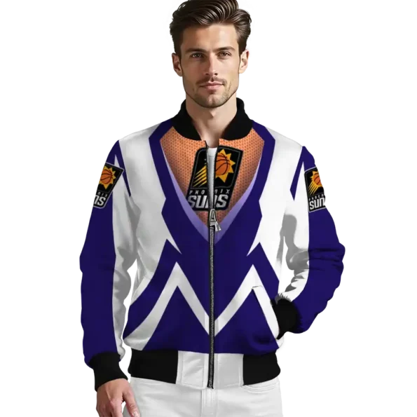 custom phoenix suns v stripes purple white bomber jacket high quality