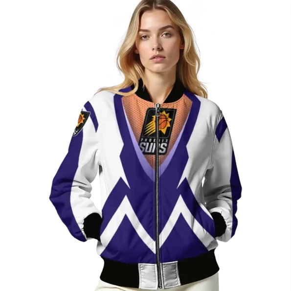 custom phoenix suns v stripes purple white bomber jacket latest model