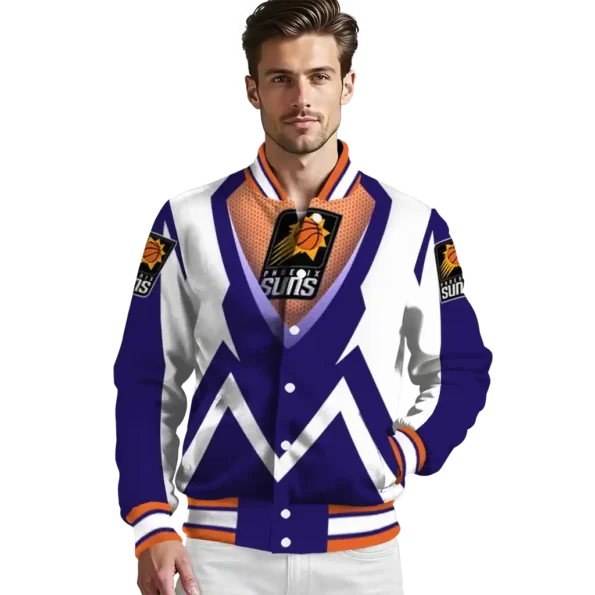 custom phoenix suns v stripes purple white varsity jacket high quality.webp