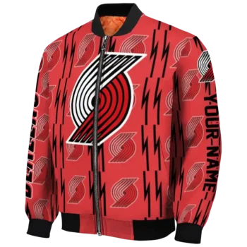 custom portland trail blazers bolt stripe red bomber jacket best selling
