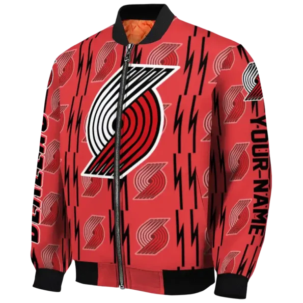 custom portland trail blazers bolt stripe red bomber jacket best selling