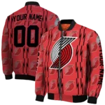 custom portland trail blazers bolt stripe red bomber jacket best selling