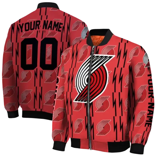 custom portland trail blazers bolt stripe red bomber jacket fashion forward