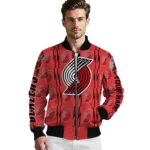 custom portland trail blazers bolt stripe red bomber jacket best selling