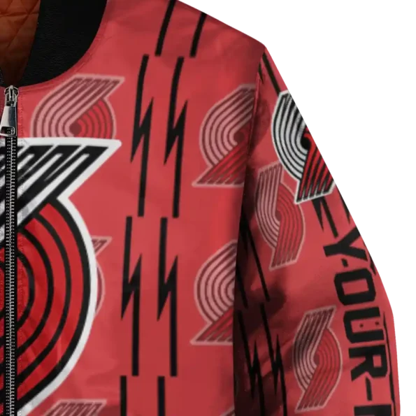 custom portland trail blazers bolt stripe red bomber jacket premium grade