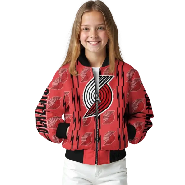 custom portland trail blazers bolt stripe red bomber jacket top rated