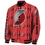 custom portland trail blazers bolt stripe red varsity jacket best selling.webp