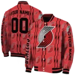 custom portland trail blazers bolt stripe red varsity jacket best selling.webp