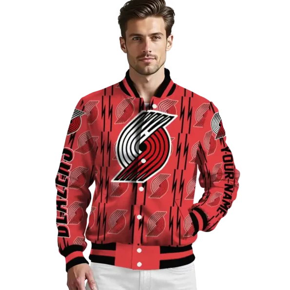 custom portland trail blazers bolt stripe red varsity jacket high quality.webp