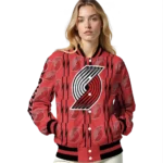 custom portland trail blazers bolt stripe red varsity jacket best selling.webp
