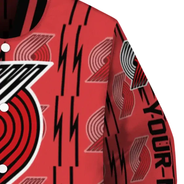 custom portland trail blazers bolt stripe red varsity jacket premium grade.webp