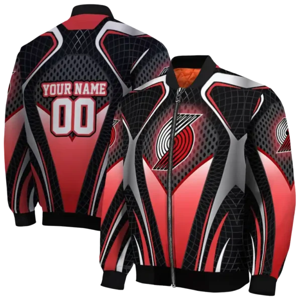 custom portland trail blazers mesh chest black bomber jacket fashion forward