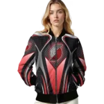 custom portland trail blazers mesh chest black bomber jacket best selling