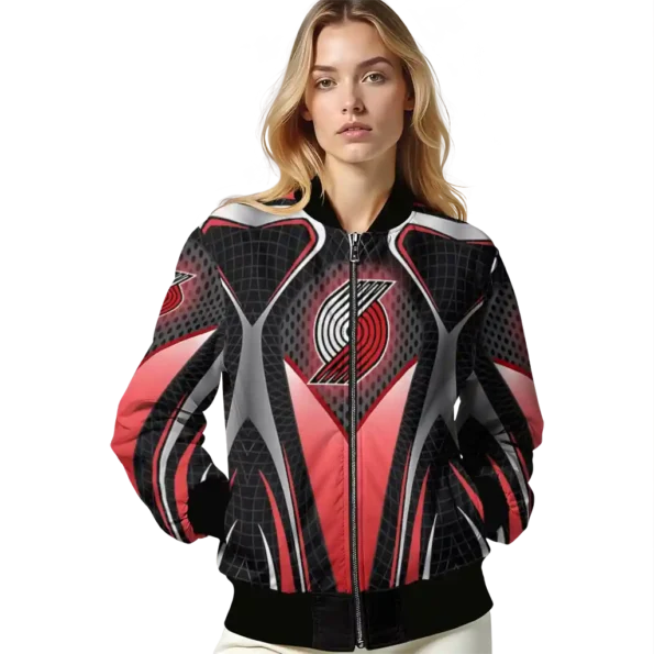 custom portland trail blazers mesh chest black bomber jacket latest model