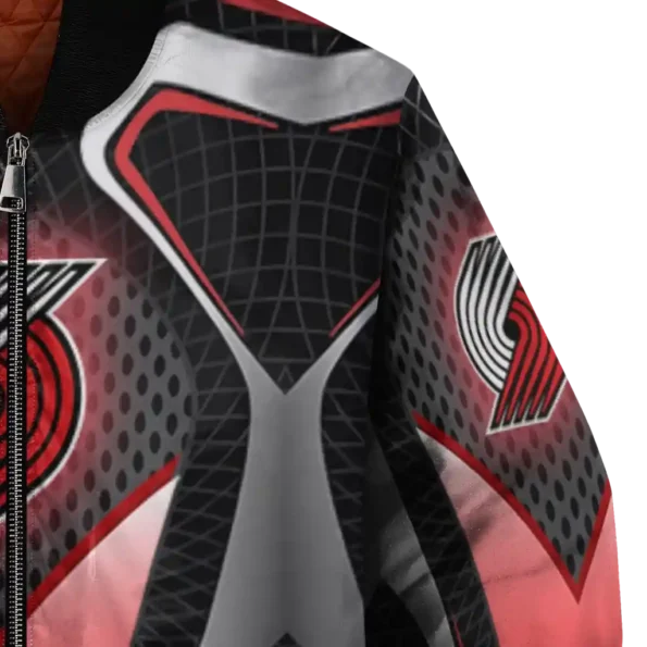 custom portland trail blazers mesh chest black bomber jacket premium grade