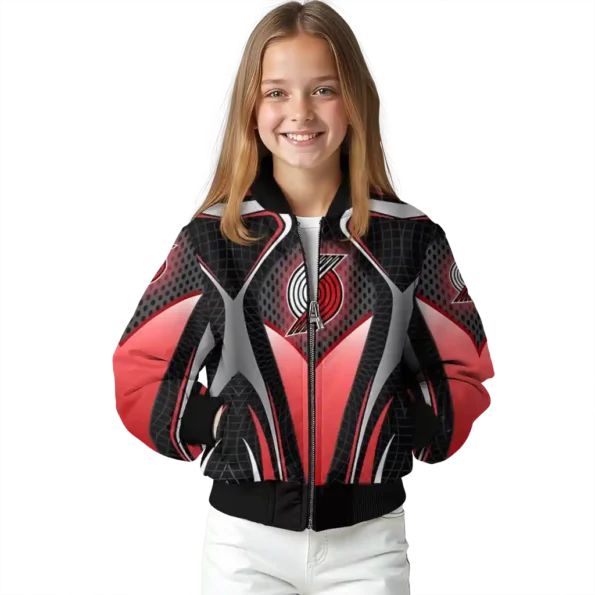 custom portland trail blazers mesh chest black bomber jacket top rated