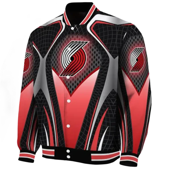 custom portland trail blazers mesh chest black varsity jacket best selling.webp