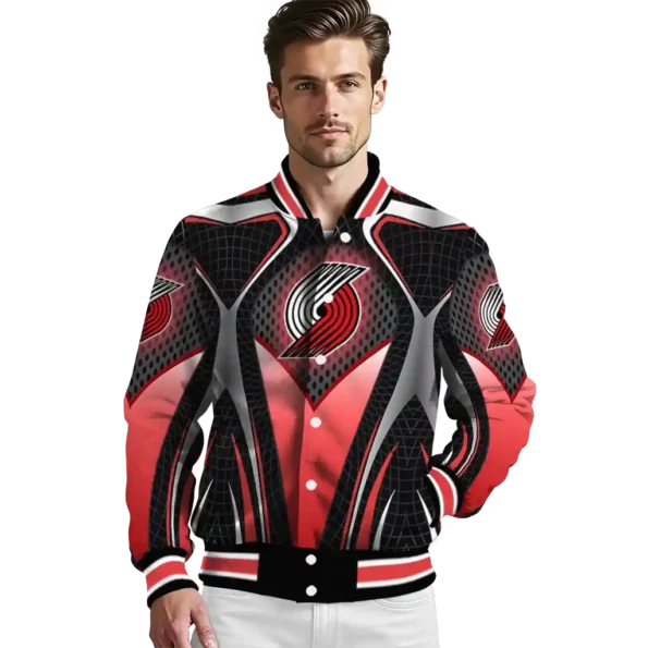 custom portland trail blazers mesh chest black varsity jacket high quality.webp