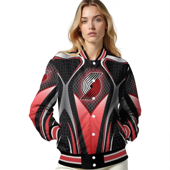 custom portland trail blazers mesh chest black varsity jacket latest model.webp