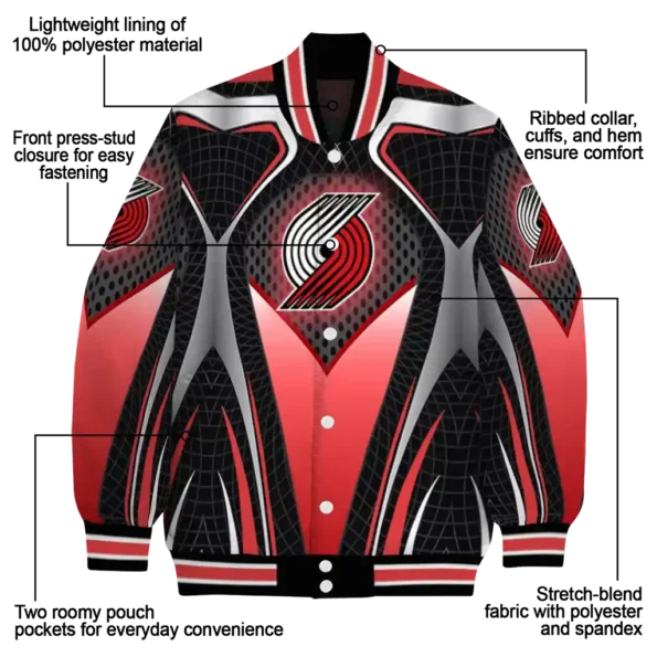 custom portland trail blazers mesh chest black varsity jacket new arrival.webp