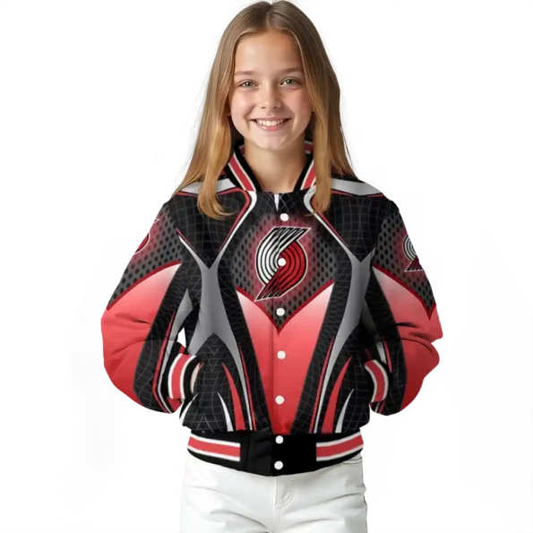 custom portland trail blazers mesh chest black varsity jacket top rated.webp