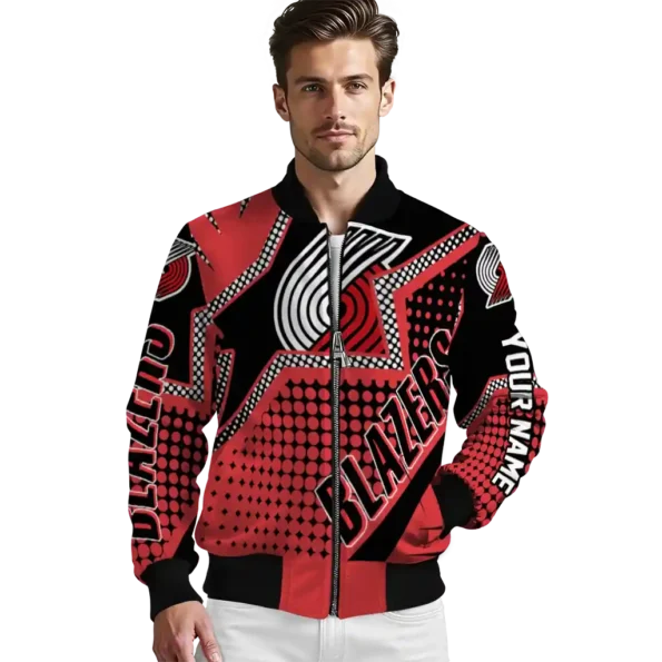 custom portland trail blazers star burst red bomber jacket high quality