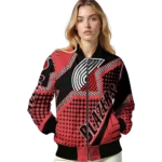 custom portland trail blazers star burst red bomber jacket best selling