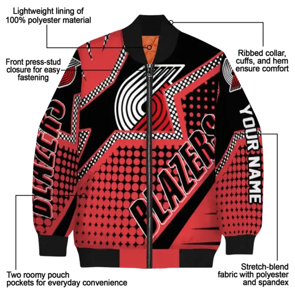 custom portland trail blazers star burst red bomber jacket new arrival