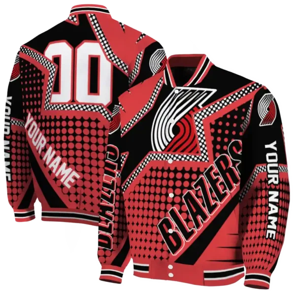 custom portland trail blazers star burst red varsity jacket fashion forward.webp