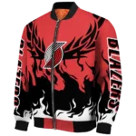 custom portland trail blazers winged blaze red white bomber jacket best selling