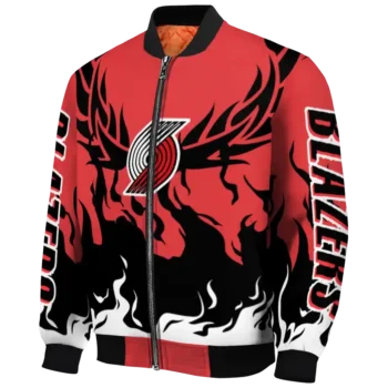 custom portland trail blazers winged blaze red white bomber jacket best selling