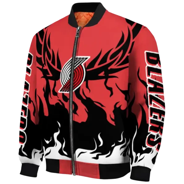 custom portland trail blazers winged blaze red white bomber jacket best selling