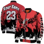 custom portland trail blazers winged blaze red white bomber jacket best selling