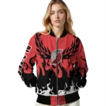 custom portland trail blazers winged blaze red white bomber jacket best selling