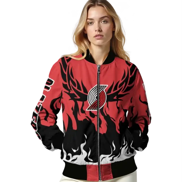 custom portland trail blazers winged blaze red white bomber jacket latest model