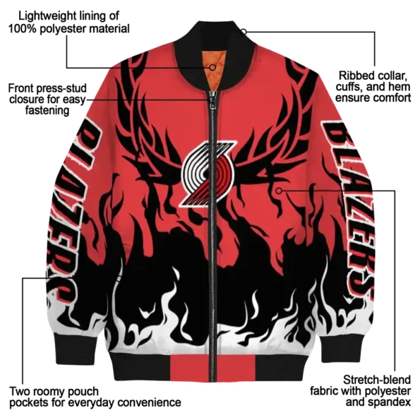 custom portland trail blazers winged blaze red white bomber jacket new arrival