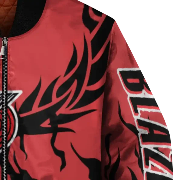 custom portland trail blazers winged blaze red white bomber jacket premium grade