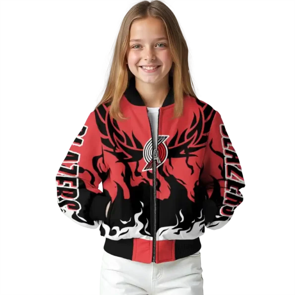 custom portland trail blazers winged blaze red white bomber jacket top rated