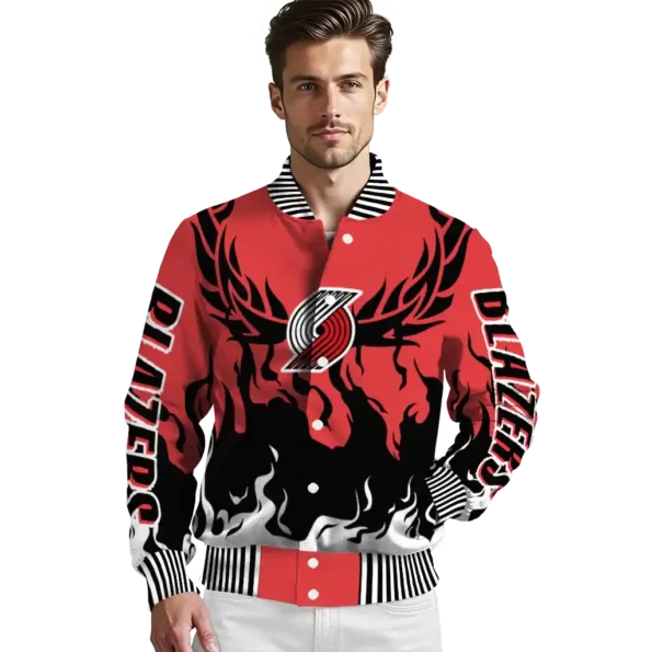custom portland trail blazers winged blaze red white varsity jacket high quality.webp
