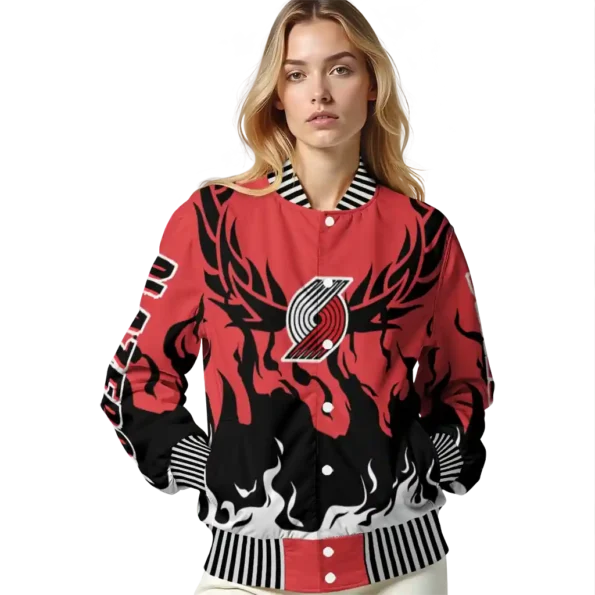 custom portland trail blazers winged blaze red white varsity jacket latest model.webp
