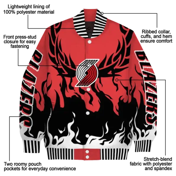custom portland trail blazers winged blaze red white varsity jacket new arrival.webp