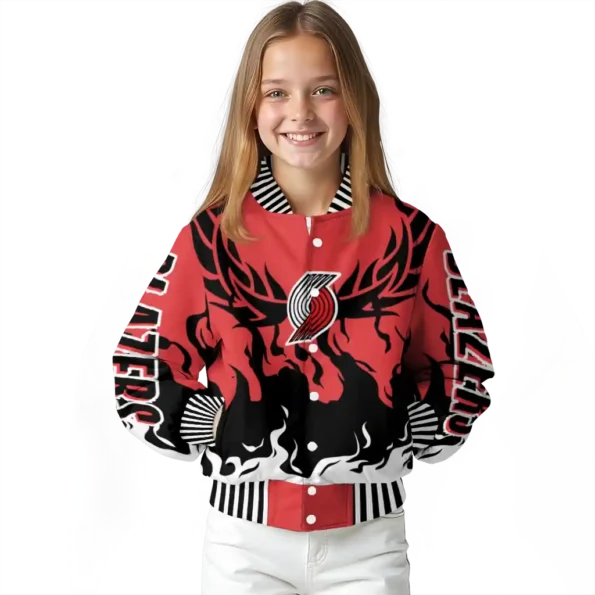 custom portland trail blazers winged blaze red white varsity jacket top rated.webp