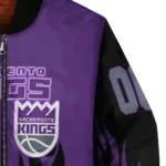 custom sacramento kings flame border purple black bomber jacket best selling