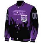 custom sacramento kings flame border purple black varsity jacket best selling.webp