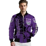 custom sacramento kings hexagon cluster purple black bomber jacket best selling