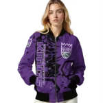 custom sacramento kings hexagon cluster purple black bomber jacket best selling