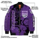 custom sacramento kings hexagon cluster purple black bomber jacket best selling