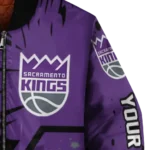 custom sacramento kings hexagon cluster purple black bomber jacket best selling